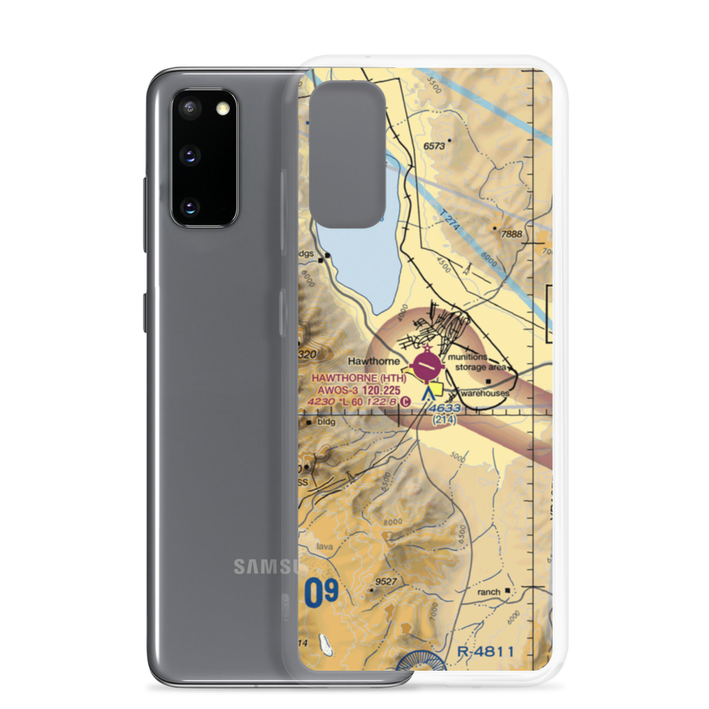 Hawthorne Industrial Airport (HTH) VFR Sectional Samsung Case Samsung Galaxy S20 model shown