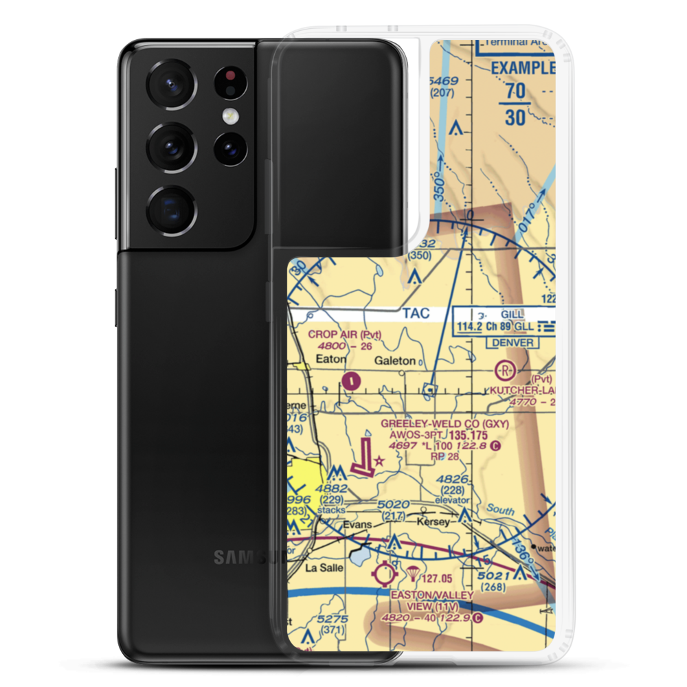 Hay Fever Farm Airport (CO59) VFR Sectional Samsung Case Samsung Galaxy S21 Ultra model shown
