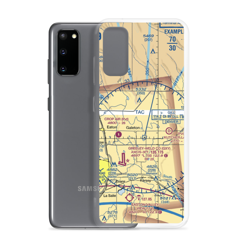 Hay Fever Farm Airport (CO59) VFR Sectional Samsung Case Samsung Galaxy S20 model shown