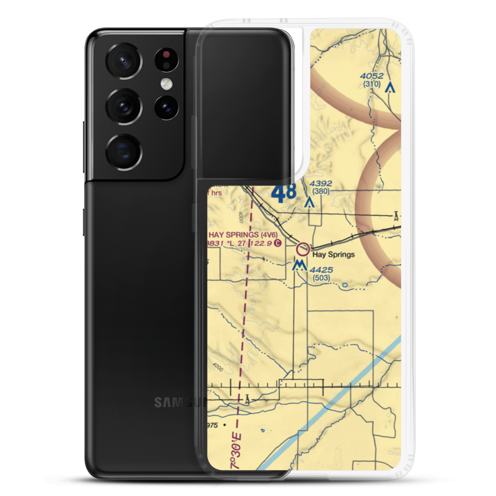 Hay Springs Municipal Airport (4V6) VFR Sectional Samsung Case Samsung Galaxy S21 Ultra model shown
