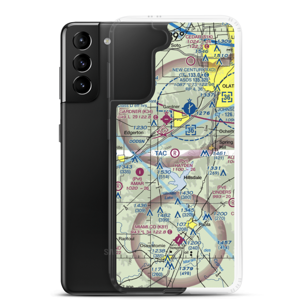 Hayden Farm Airport (00KS) VFR Sectional Samsung Case Samsung Galaxy S21 Plus model shown