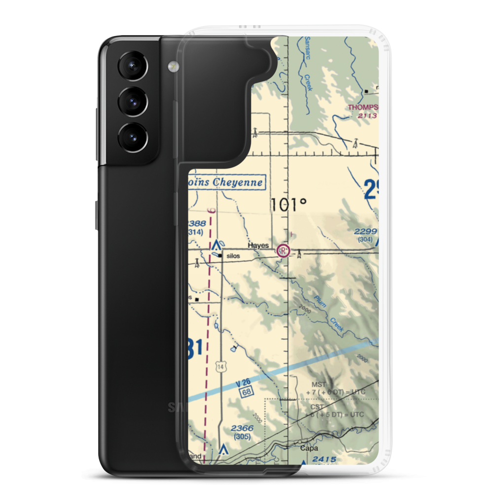 Hayes Emergency Airstrip (SD21) VFR Sectional Samsung Case Samsung Galaxy S21 Plus model shown