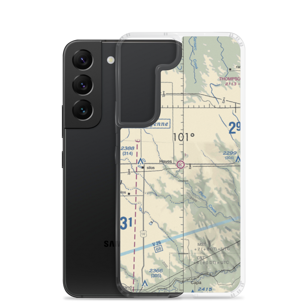 Hayes Emergency Airstrip (SD21) VFR Sectional Samsung Case Samsung Galaxy S22 model shown