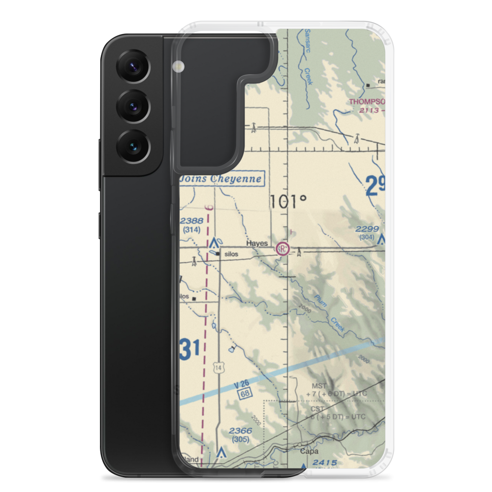 Hayes Emergency Airstrip (SD21) VFR Sectional Samsung Case Samsung Galaxy S22 Plus model shown