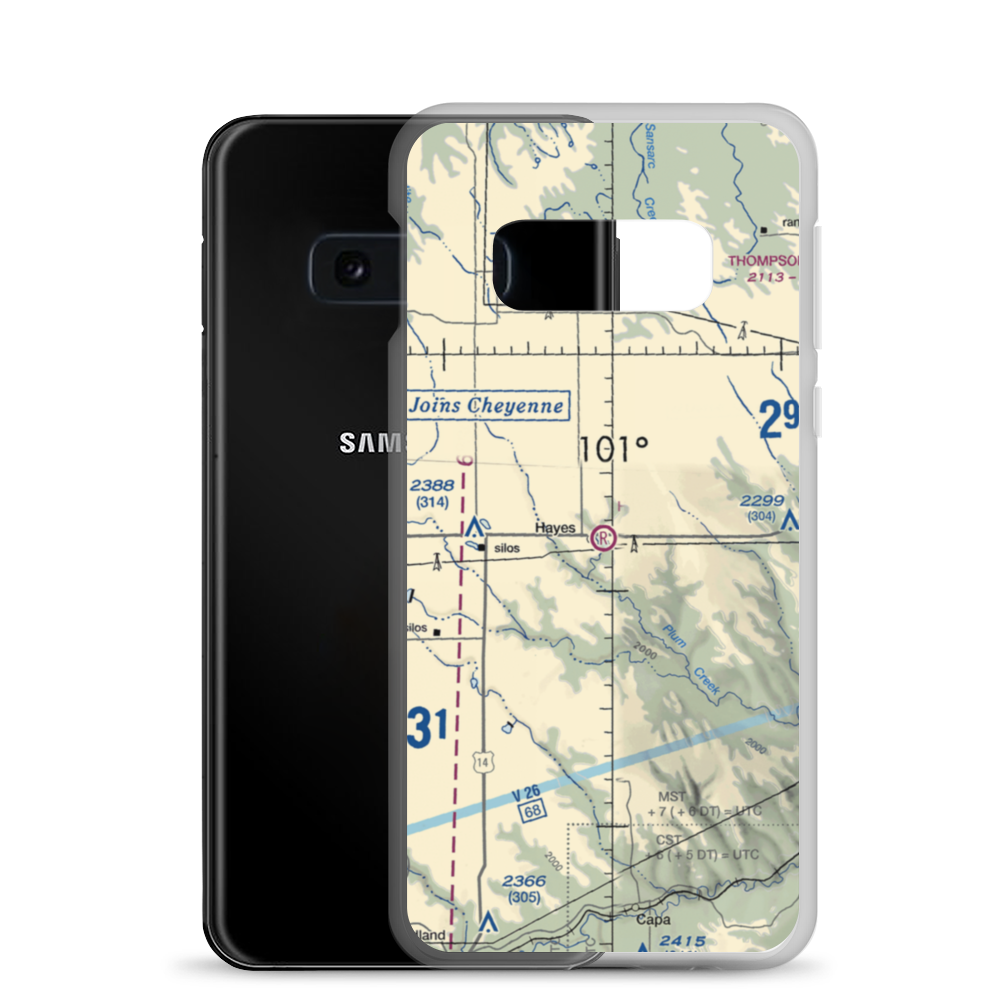 Hayes Emergency Airstrip (SD21) VFR Sectional Samsung Case Samsung Galaxy S10e model shown