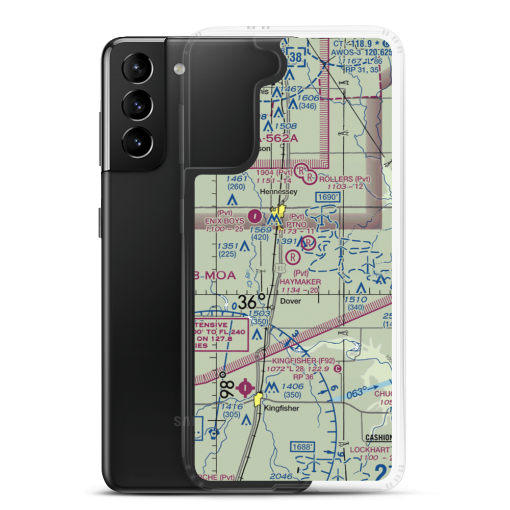 Haymaker Airport (34OK) VFR Sectional Samsung Case Samsung Galaxy S21 Plus model shown