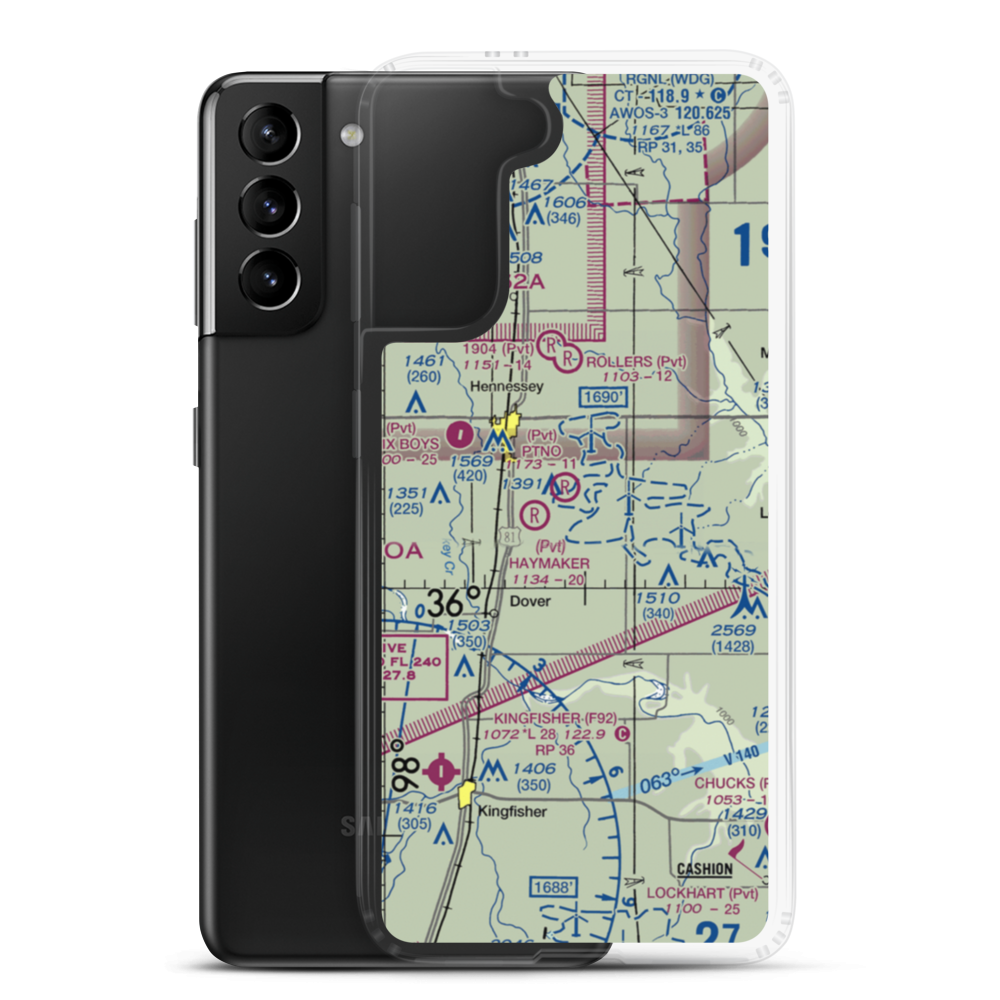 Haymaker Private Airport (35OK) VFR Sectional Samsung Case Samsung Galaxy S21 Plus model shown