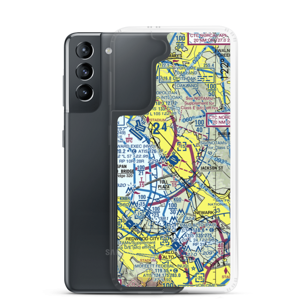 Hayward Executive Airport (HWD) VFR Sectional Samsung Case Samsung Galaxy S21 model shown
