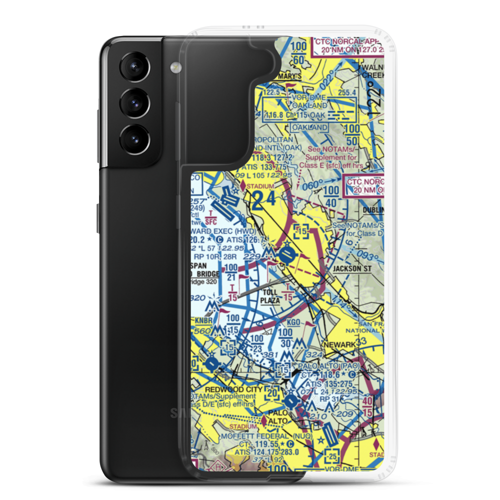 Hayward Executive Airport (HWD) VFR Sectional Samsung Case Samsung Galaxy S21 Plus model shown