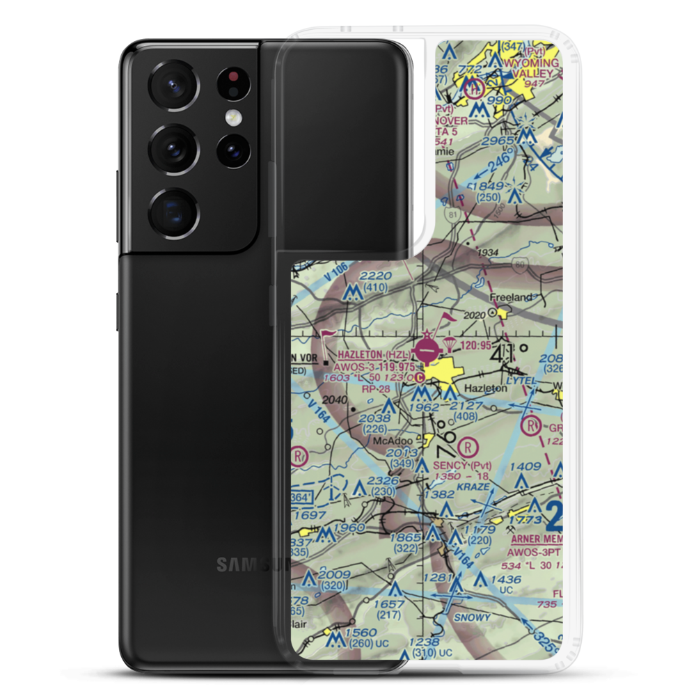 Hazleton Municipal Airport (HZL) VFR Sectional Samsung Case Samsung Galaxy S21 Ultra model shown