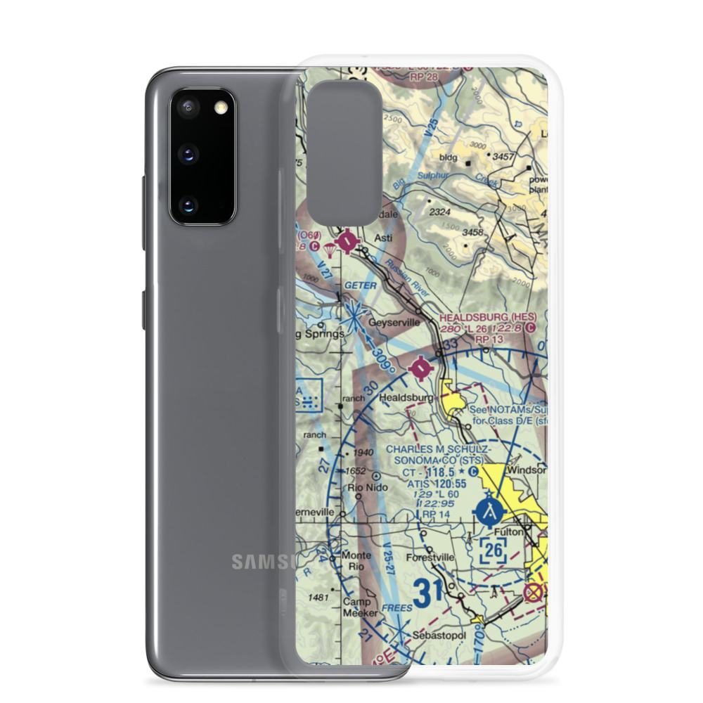 Healdsburg Municipal Airport (HES) VFR Sectional Samsung Case Samsung Galaxy S20 model shown