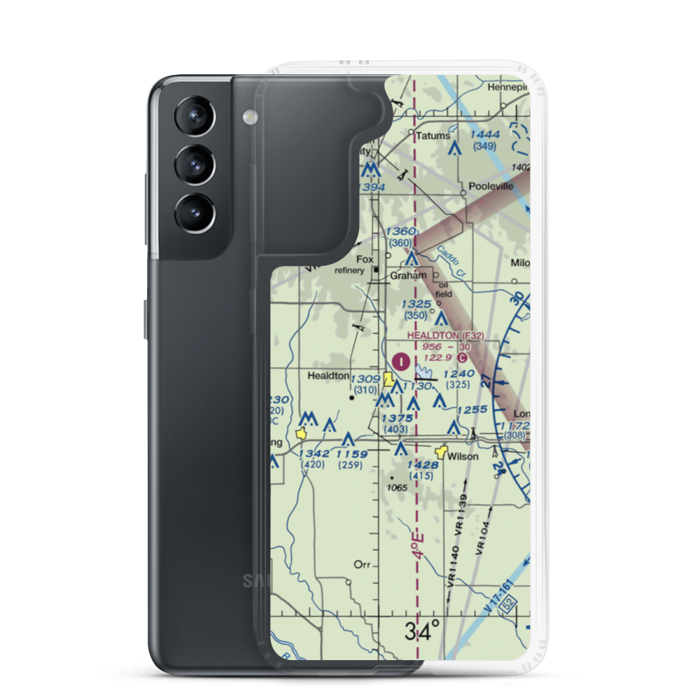 Healdton Municipal Airport (F32) VFR Sectional Samsung Case Samsung Galaxy S21 model shown