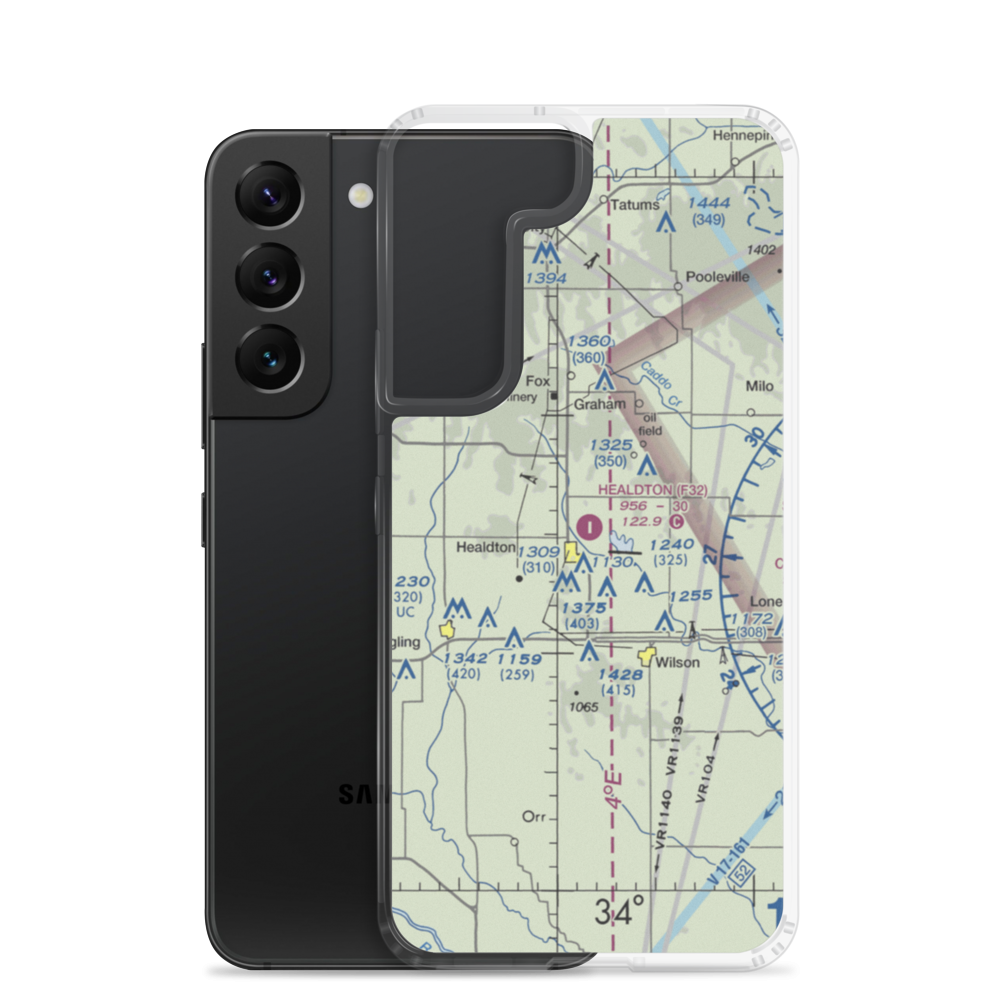 Healdton Municipal Airport (F32) VFR Sectional Samsung Case Samsung Galaxy S22 model shown