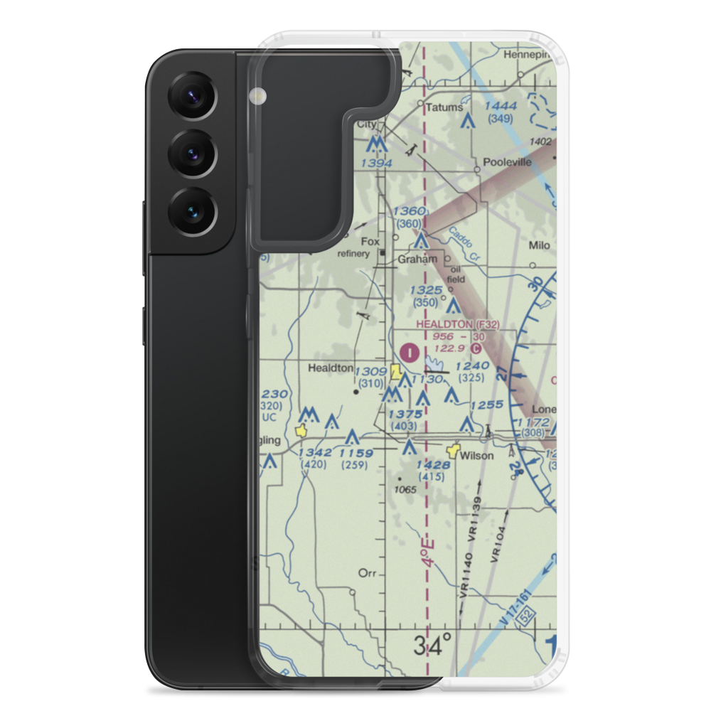 Healdton Municipal Airport (F32) VFR Sectional Samsung Case Samsung Galaxy S22 Plus model shown