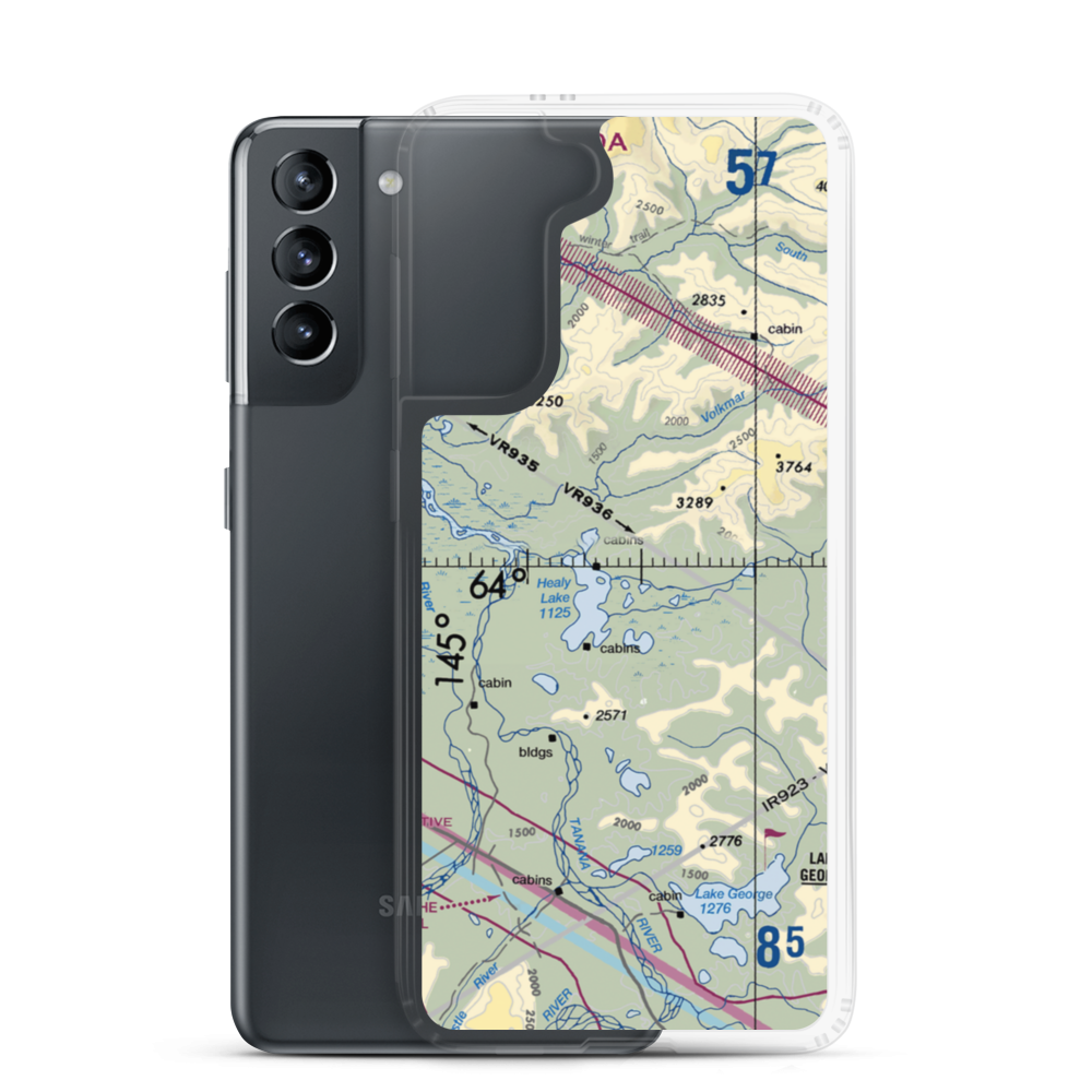 Healy Lake Airport (HKB) VFR Sectional Samsung Case Samsung Galaxy S21 model shown