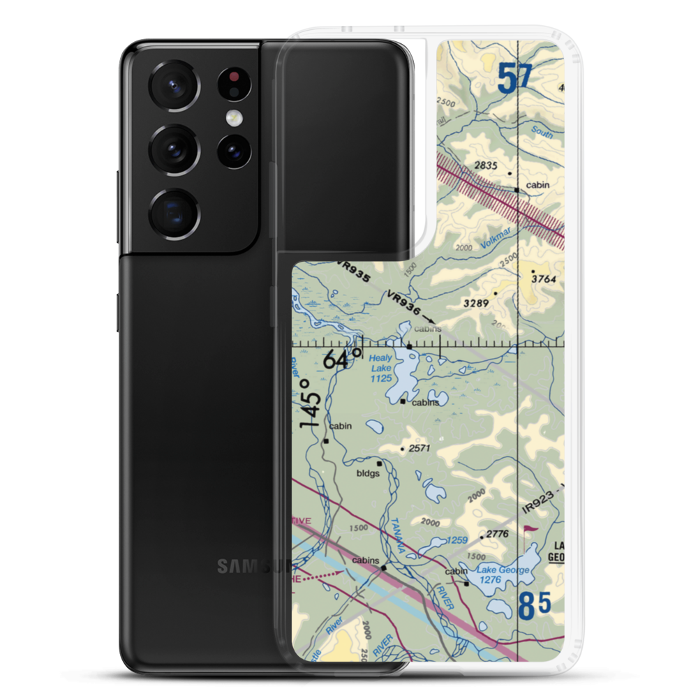 Healy Lake Airport (HKB) VFR Sectional Samsung Case Samsung Galaxy S21 Ultra model shown