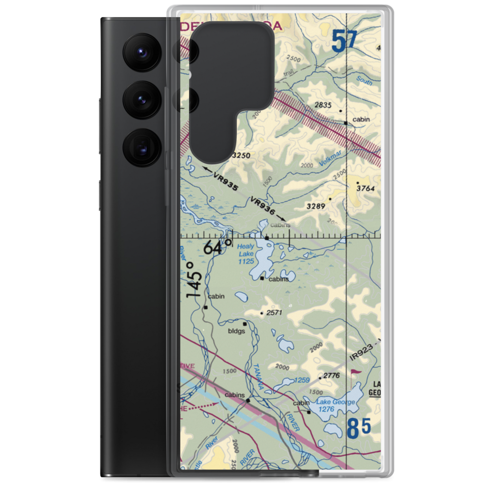 Healy Lake Airport (HKB) VFR Sectional Samsung Case Samsung Galaxy S22 Ultra model shown