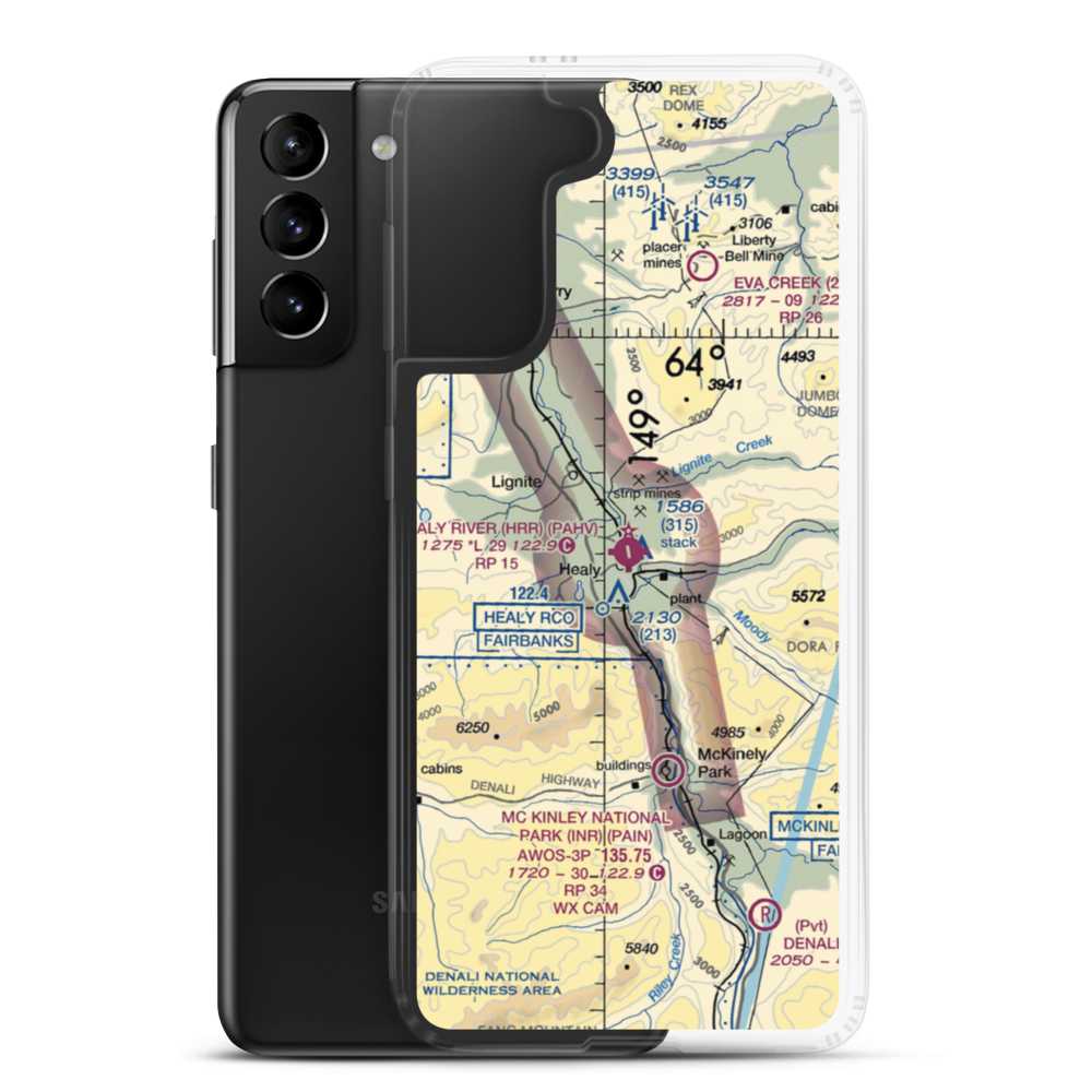 Healy River Airport (HRR) VFR Sectional Samsung Case Samsung Galaxy S21 Plus model shown