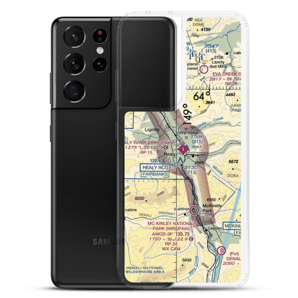 Healy River Airport (HRR) VFR Sectional Samsung Case Samsung Galaxy S21 Ultra model shown
