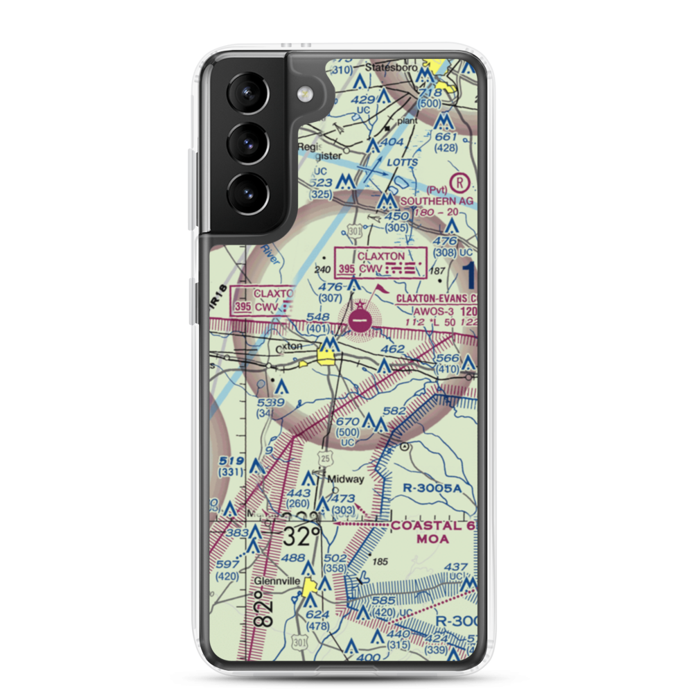Hearn Airport (GA19) VFR Sectional Samsung Case Samsung Galaxy S21 Plus model shown