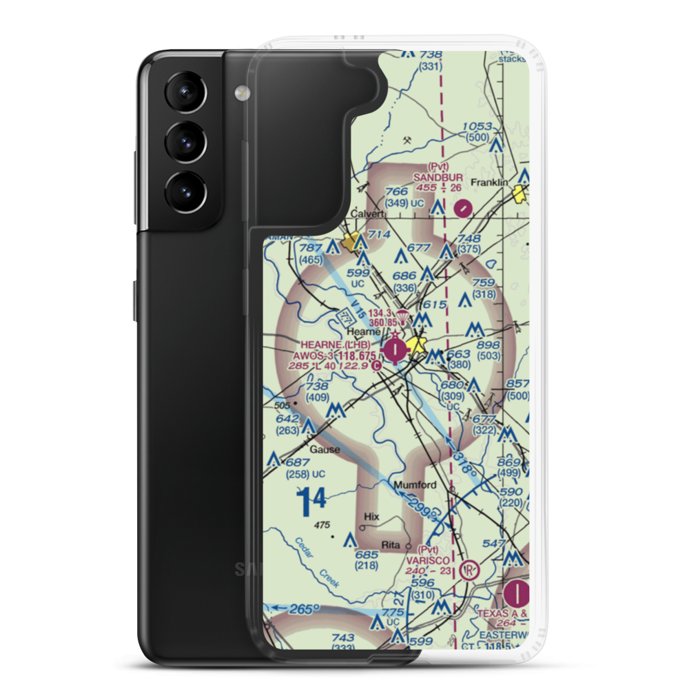 Hearne Municipal Airport (LHB) VFR Sectional Samsung Case Samsung Galaxy S21 Plus model shown