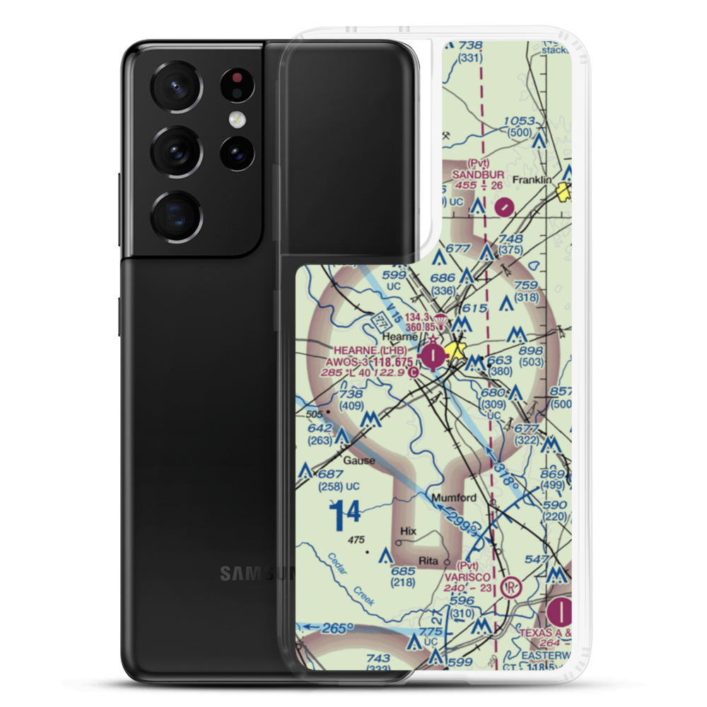 Hearne Municipal Airport (LHB) VFR Sectional Samsung Case Samsung Galaxy S21 Ultra model shown