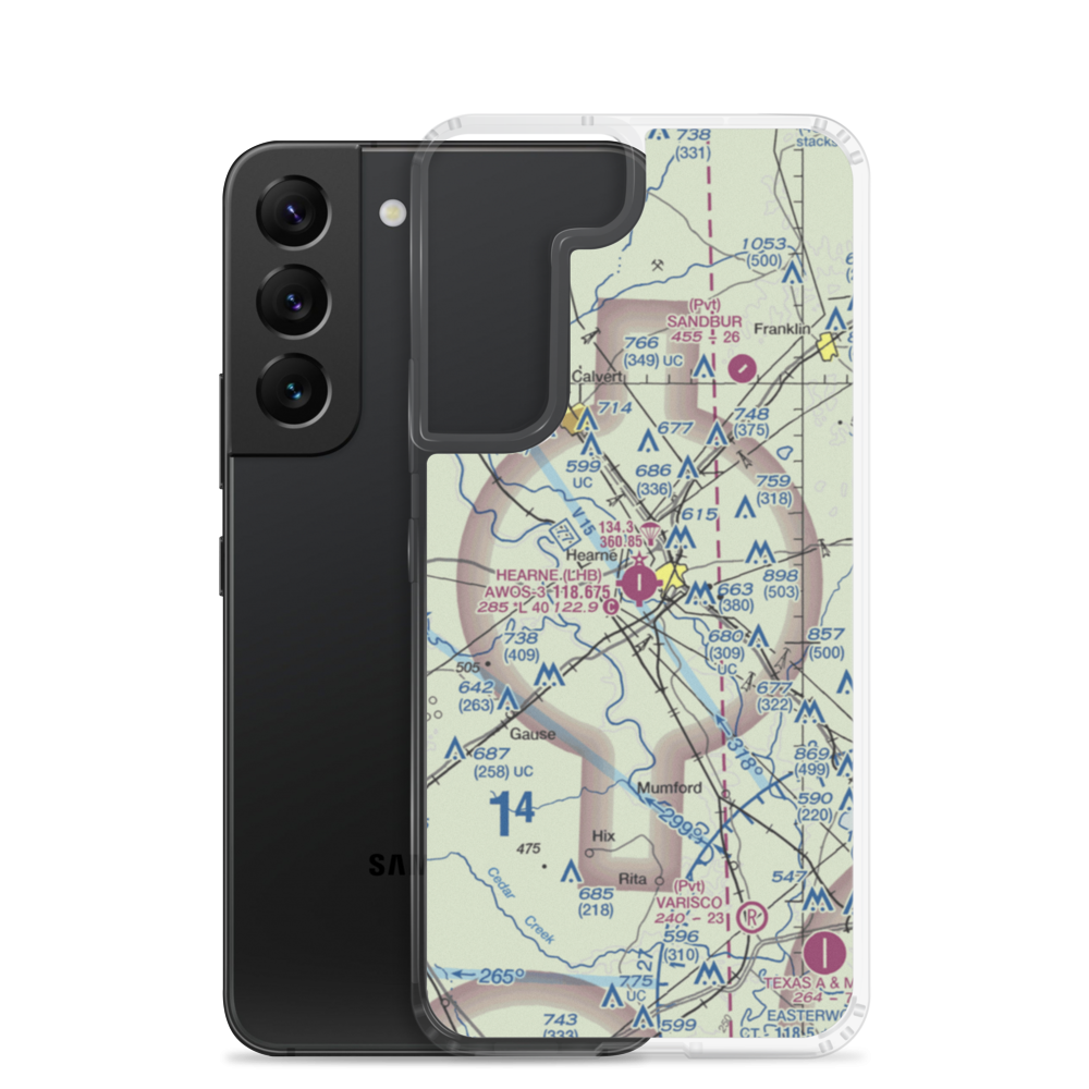 Hearne Municipal Airport (LHB) VFR Sectional Samsung Case Samsung Galaxy S22 model shown