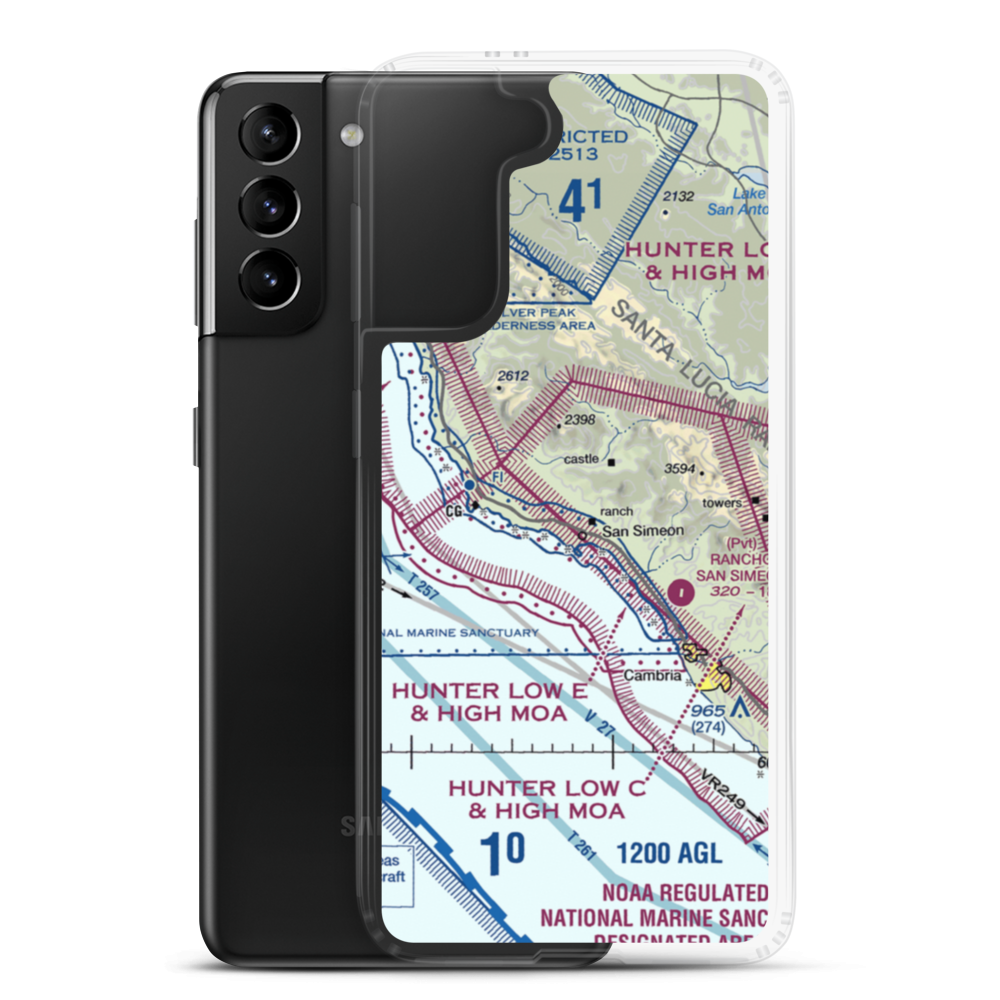 Hearst Ranch Airport (US-0249) VFR Sectional Samsung Case Samsung Galaxy S21 Plus model shown