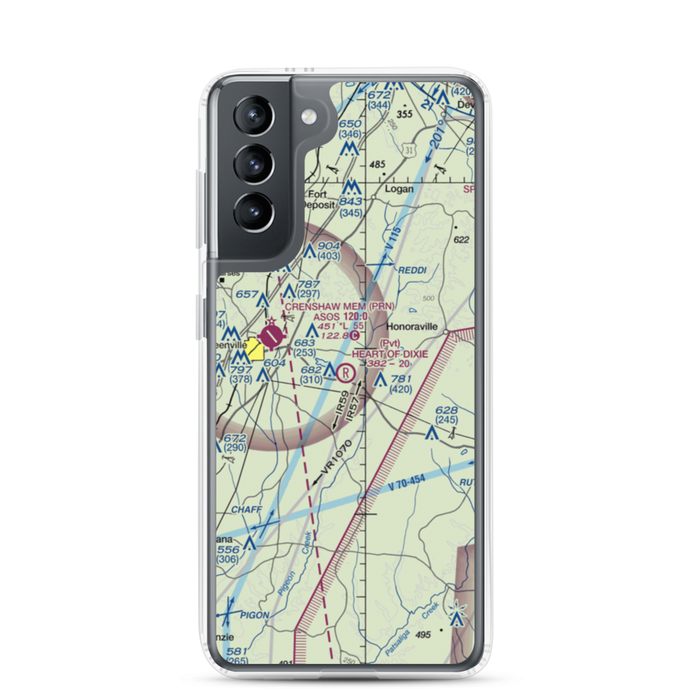 Heart of Dixie Aero Estates Airport (68AL) VFR Sectional Samsung Case Samsung Galaxy S21 model shown