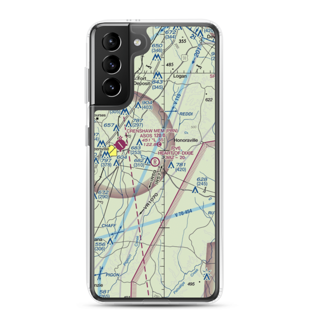 Heart of Dixie Aero Estates Airport (68AL) VFR Sectional Samsung Case Samsung Galaxy S21 Plus model shown