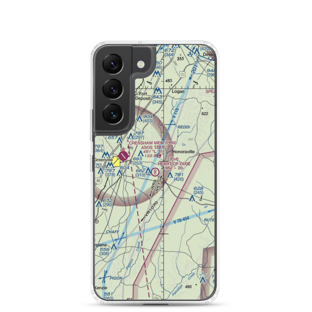 Heart of Dixie Aero Estates Airport (68AL) VFR Sectional Samsung Case Samsung Galaxy S22 model shown