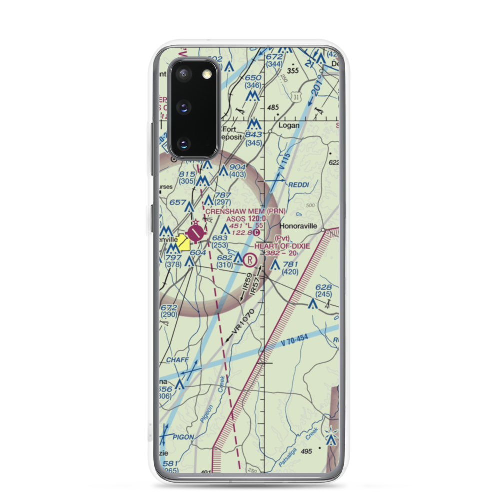 Heart of Dixie Aero Estates Airport (68AL) VFR Sectional Samsung Case Samsung Galaxy S20 model shown