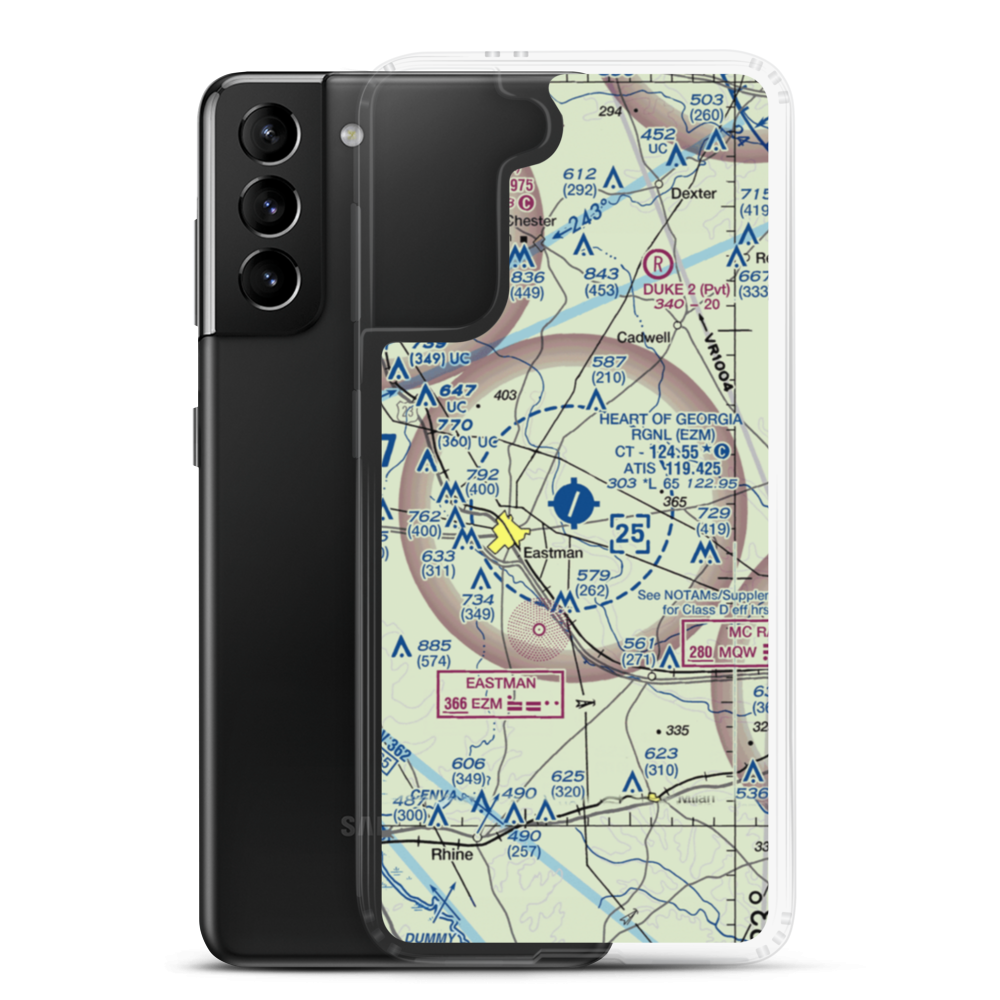 Heart of Georgia Regional Airport (EZM) VFR Sectional Samsung Case Samsung Galaxy S21 Plus model shown