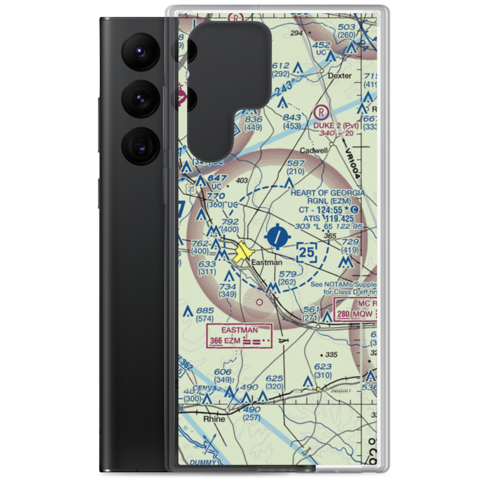 Heart of Georgia Regional Airport (EZM) VFR Sectional Samsung Case Samsung Galaxy S22 Ultra model shown
