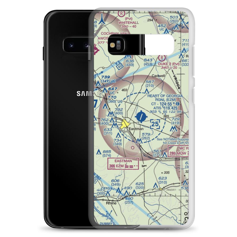 Heart of Georgia Regional Airport (EZM) VFR Sectional Samsung Case Samsung Galaxy S10+ model shown