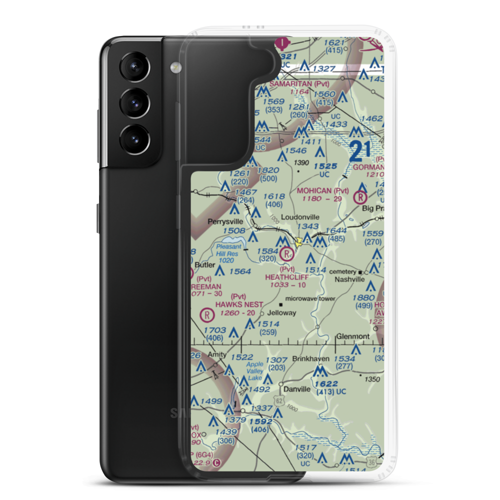 Heathcliff Airpark (7OH7) VFR Sectional Samsung Case Samsung Galaxy S21 Plus model shown