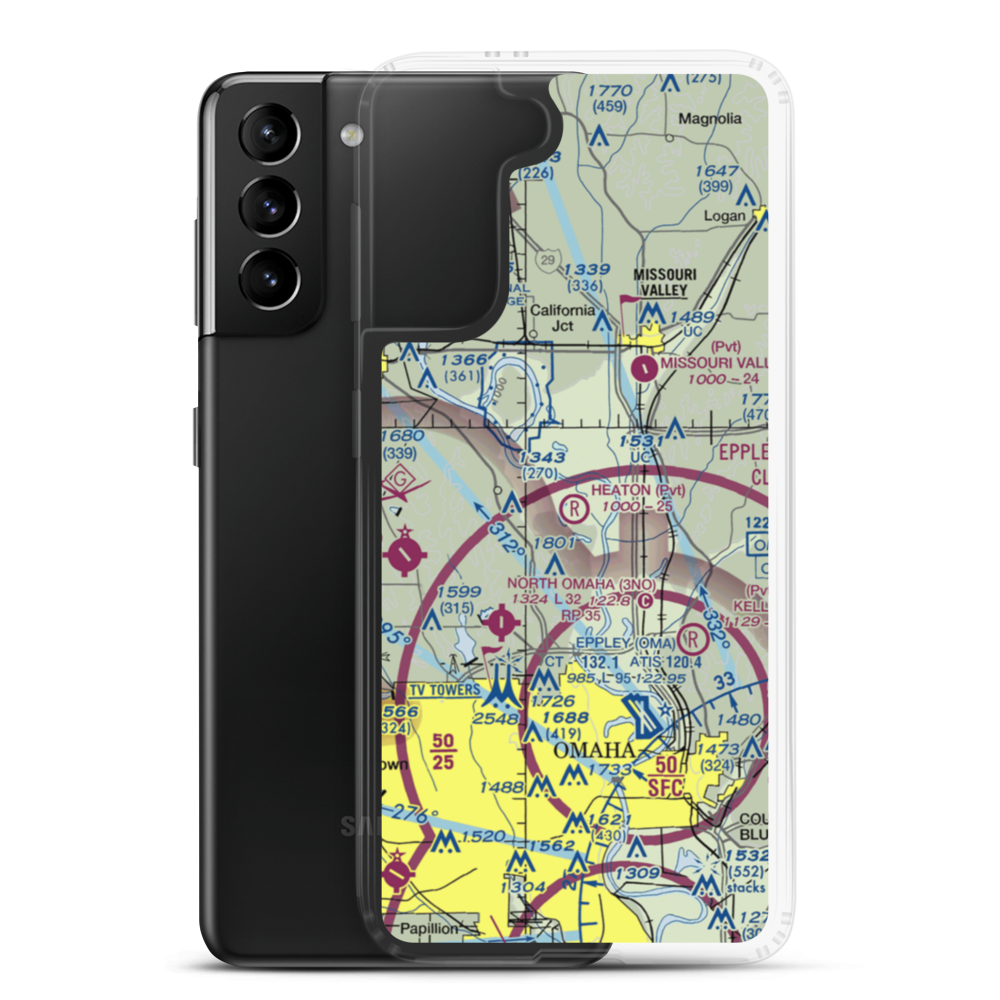 Heaton Airport (75NE) VFR Sectional Samsung Case Samsung Galaxy S21 Plus model shown