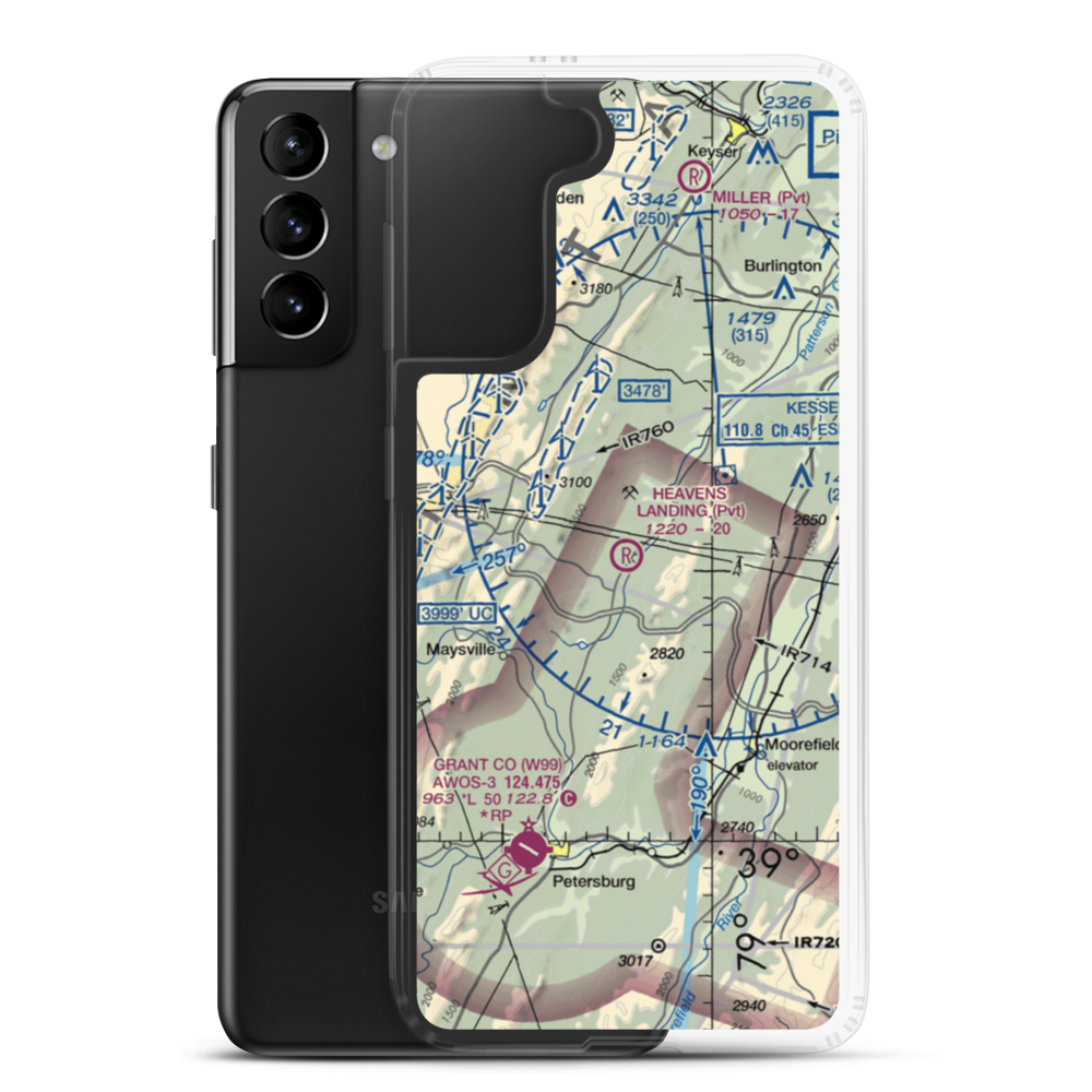 Heaven's Landing Airstrip (4WV4) VFR Sectional Samsung Case Samsung Galaxy S21 Plus model shown
