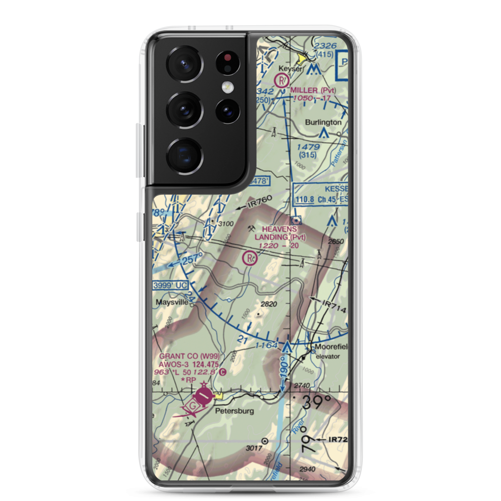 Heaven's Landing Airstrip (4WV4) VFR Sectional Samsung Case Samsung Galaxy S21 Ultra model shown