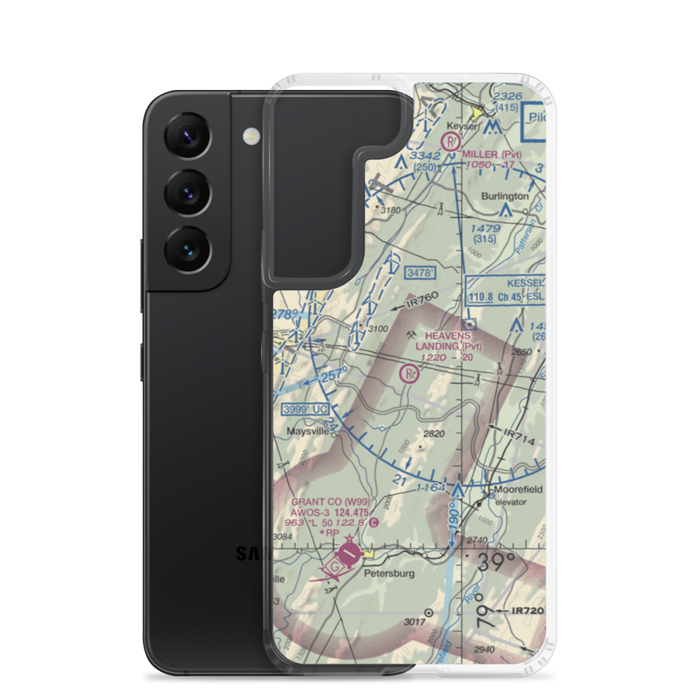 Heaven's Landing Airstrip (4WV4) VFR Sectional Samsung Case Samsung Galaxy S22 model shown