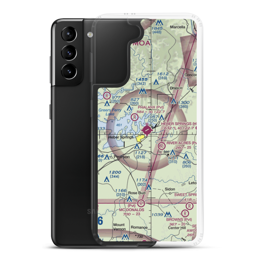 Heber Springs Municipal Airport (HBZ) VFR Sectional Samsung Case Samsung Galaxy S21 Plus model shown