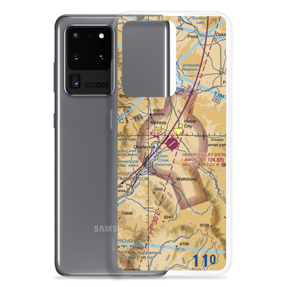 Heber Valley Airport (HCR) VFR Sectional Samsung Case Samsung Galaxy S20 Ultra model shown