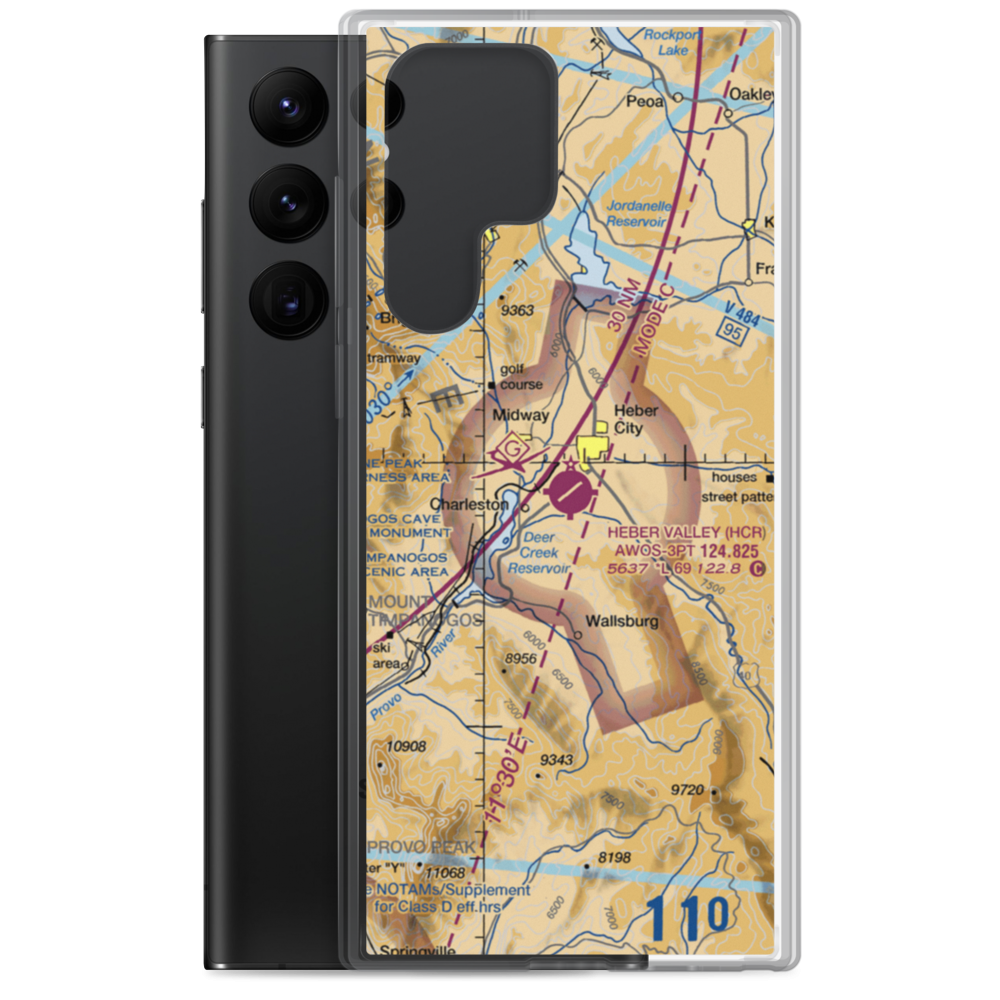Heber Valley Airport (HCR) VFR Sectional Samsung Case Samsung Galaxy S22 Ultra model shown