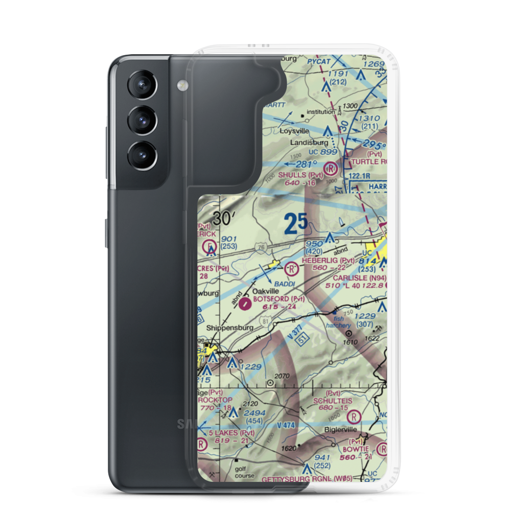 Heberlig Airport (PS02) VFR Sectional Samsung Case Samsung Galaxy S21 model shown