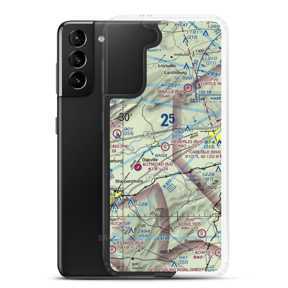 Heberlig Airport (PS02) VFR Sectional Samsung Case Samsung Galaxy S21 Plus model shown