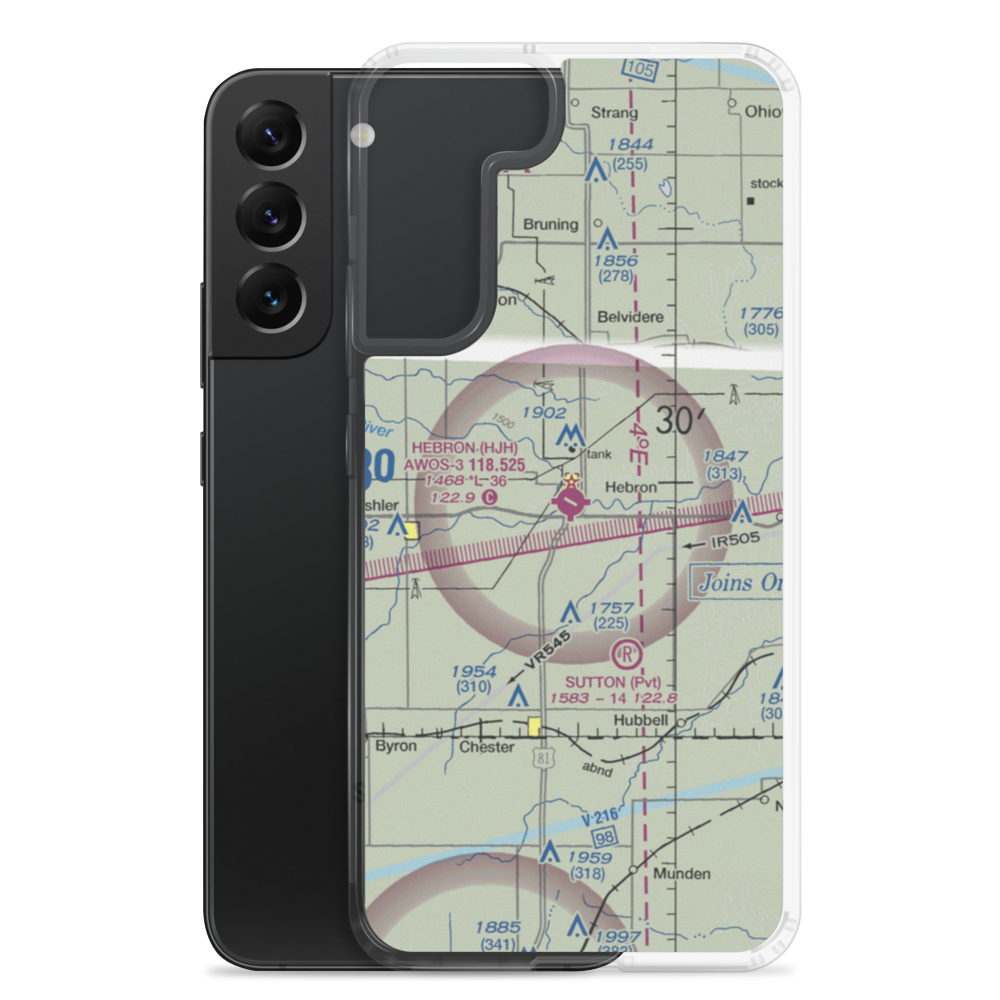 Hebron Municipal Airport (HJH) VFR Sectional Samsung Case Samsung Galaxy S22 Plus model shown