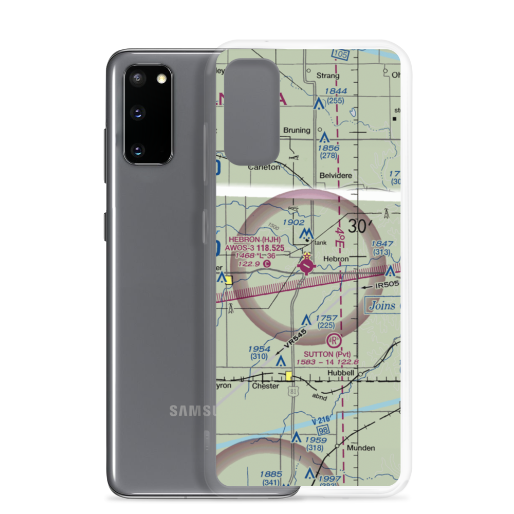 Hebron Municipal Airport (HJH) VFR Sectional Samsung Case Samsung Galaxy S20 model shown