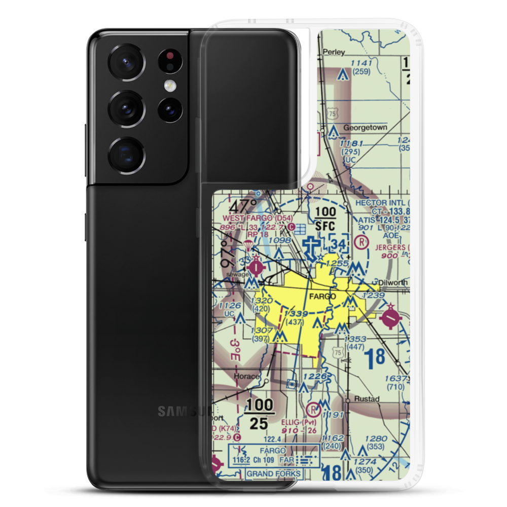 Hector International Airport (FAR) VFR Sectional Samsung Case Samsung Galaxy S21 Ultra model shown