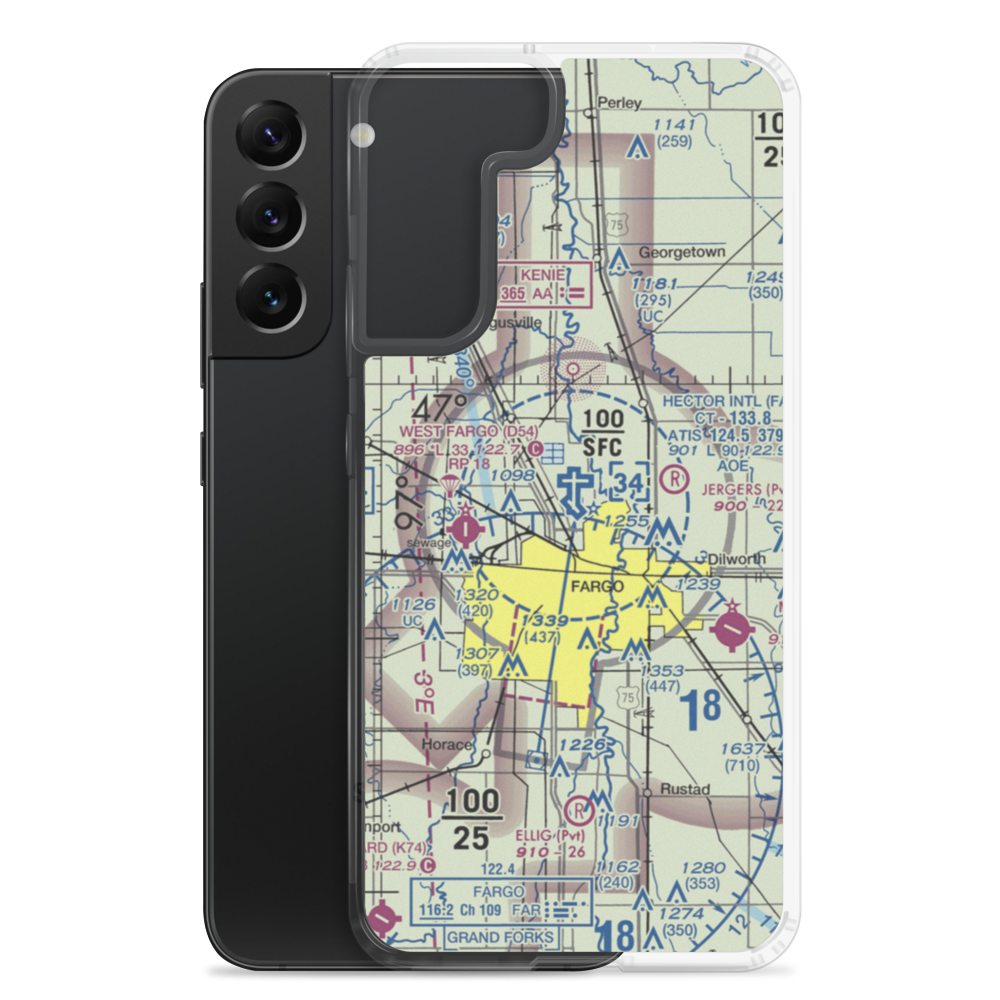 Hector International Airport (FAR) VFR Sectional Samsung Case Samsung Galaxy S22 Plus model shown