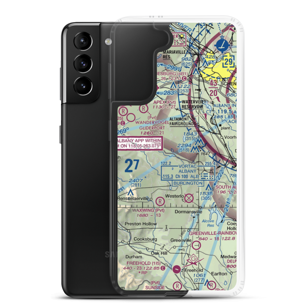 Heldeberg Airstrip (NY81) VFR Sectional Samsung Case Samsung Galaxy S21 Plus model shown
